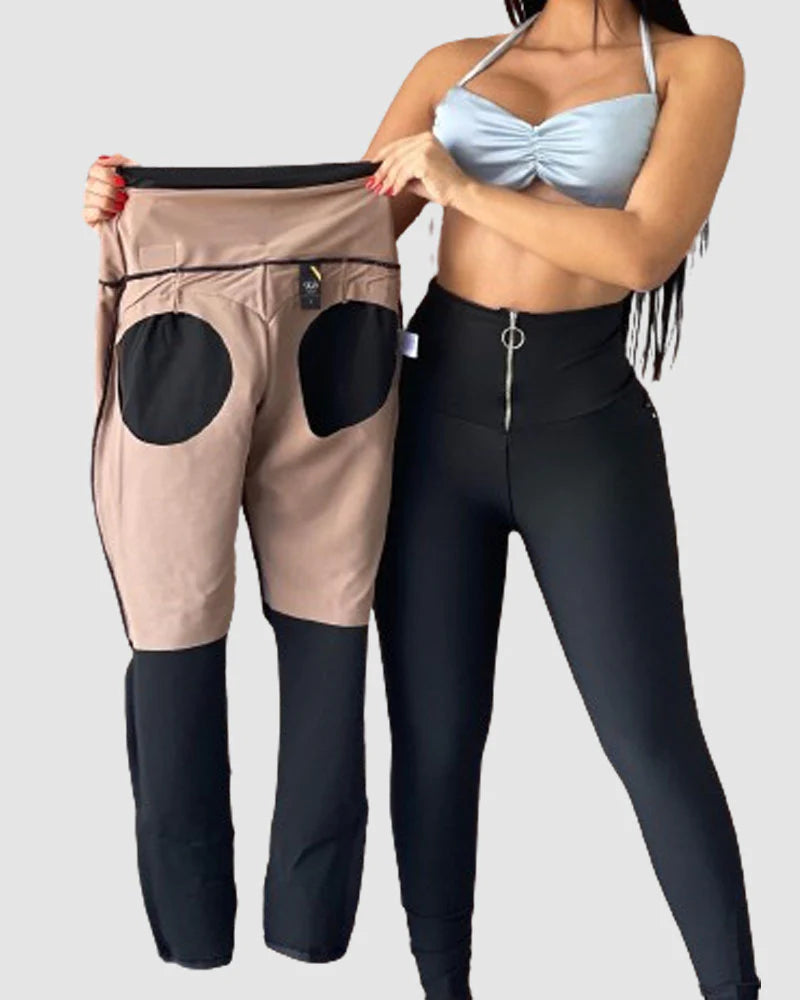 High Waist Tummy Control Leggings with Zipper – Butt Lift Design for Active Wear, Breathable Fabric, Perfect for Yoga and Running-2