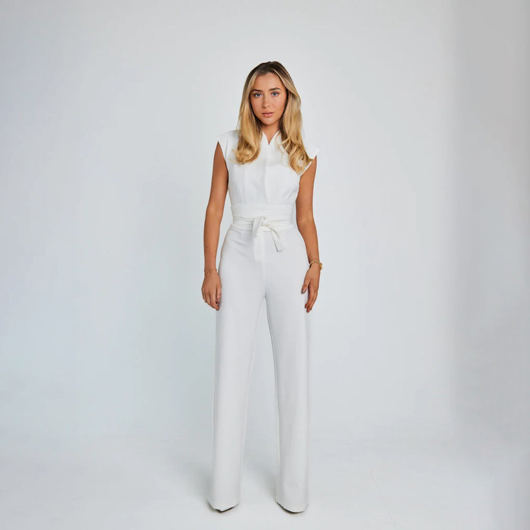 Elegant Black Women's Jumpsuit with Sleeveless High Neck and Wide-Leg Design for Formal and Casual Occasions 0