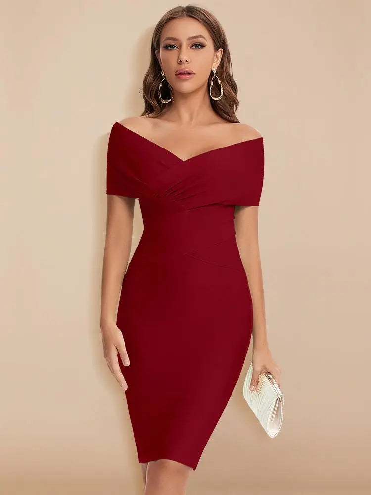 Elegant Off-Shoulder Green Bodycon Summer Dress for Women – Flattering Cocktail Party Style 11