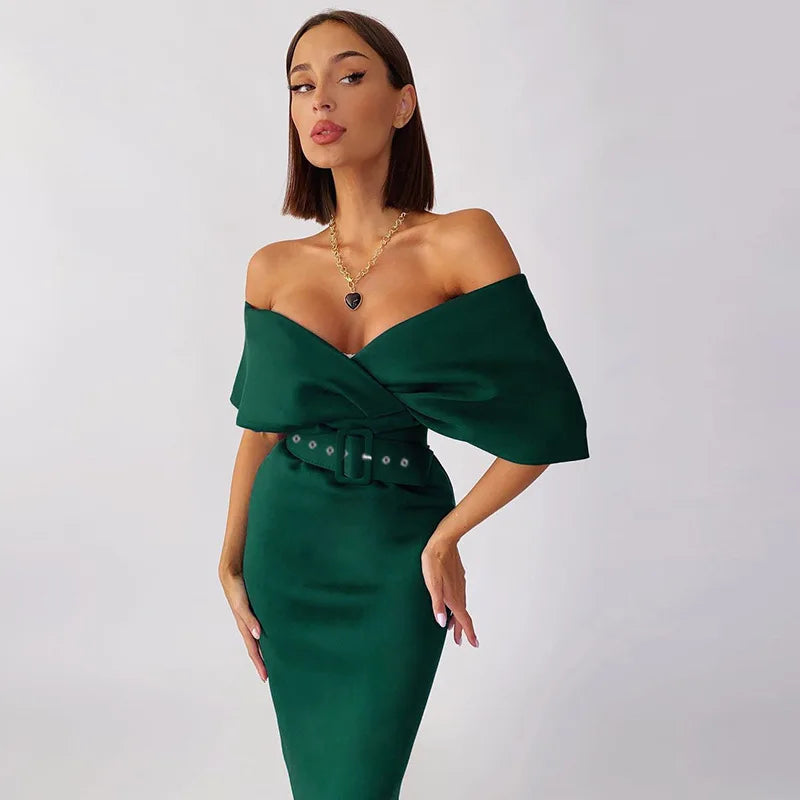 High-Waisted Off-Shoulder Black Dress for Women – Elegant Summer Cocktail Dress 2