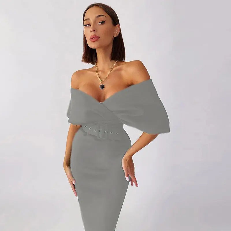 High-Waisted Off-Shoulder Black Dress for Women – Elegant Summer Cocktail Dress 7