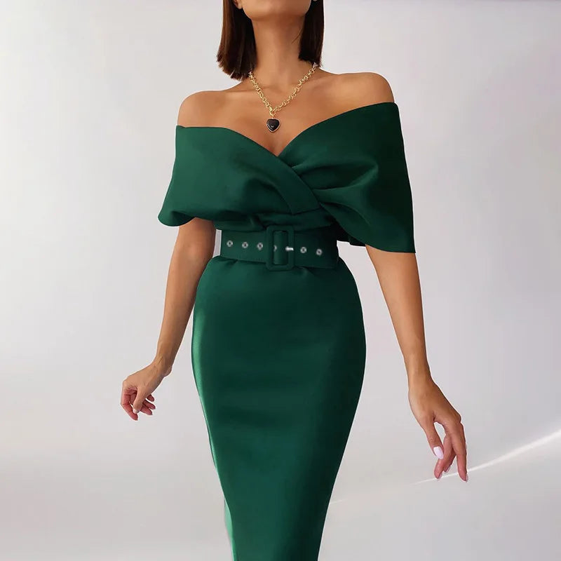 High-Waisted Off-Shoulder Black Dress for Women – Elegant Summer Cocktail Dress 8