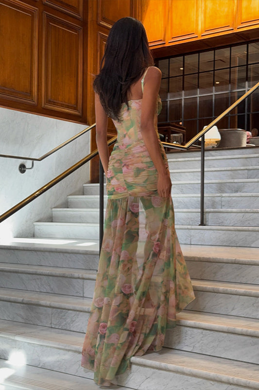 Spaghetti Strap Floral Split Maxi Dress 2