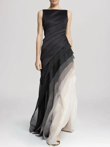 Women’s Evening Gown - Sleeveless Fitted Bodice - Layered Skirt - Elegant Formal Wear 0