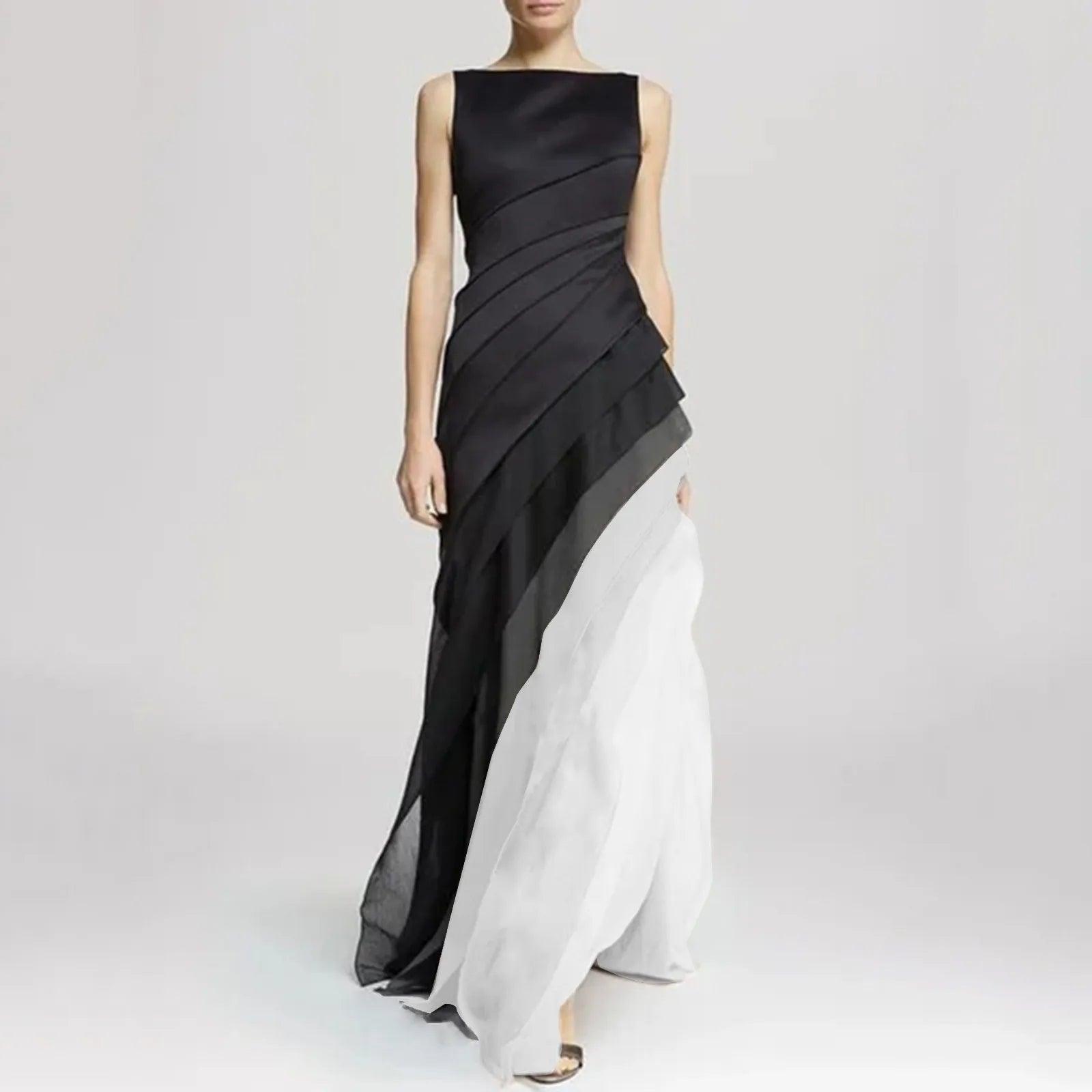 Women’s Evening Gown - Sleeveless Fitted Bodice - Layered Skirt - Elegant Formal Wear 1