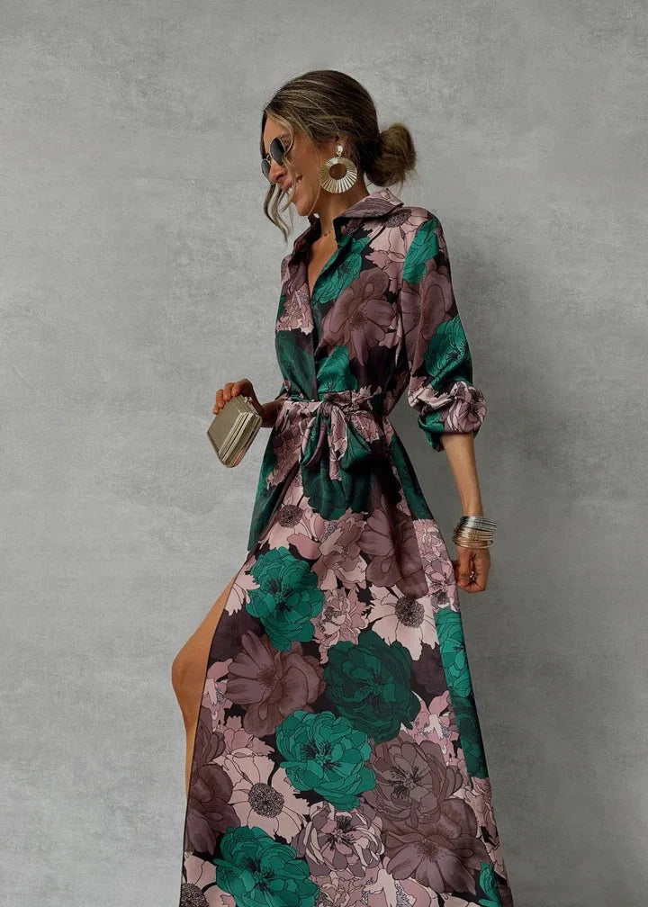 Women's Maxi Dress Floral Print Lightweight Woven Fabric