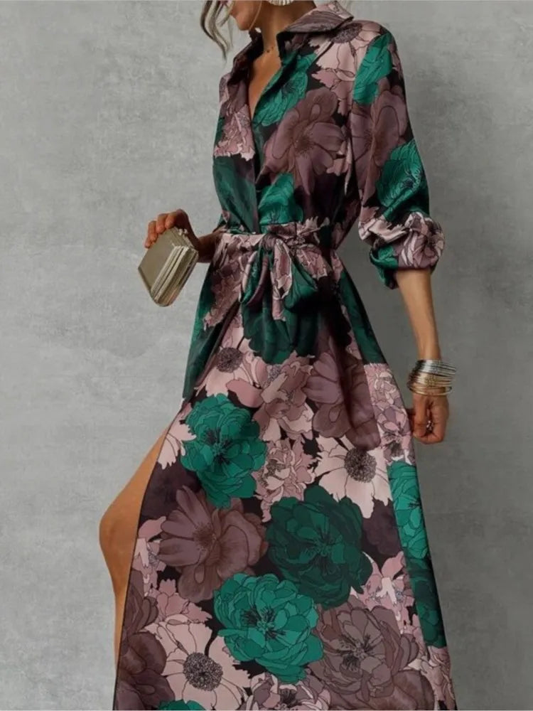 Women's Maxi Dress Floral Print Lightweight Woven Fabric