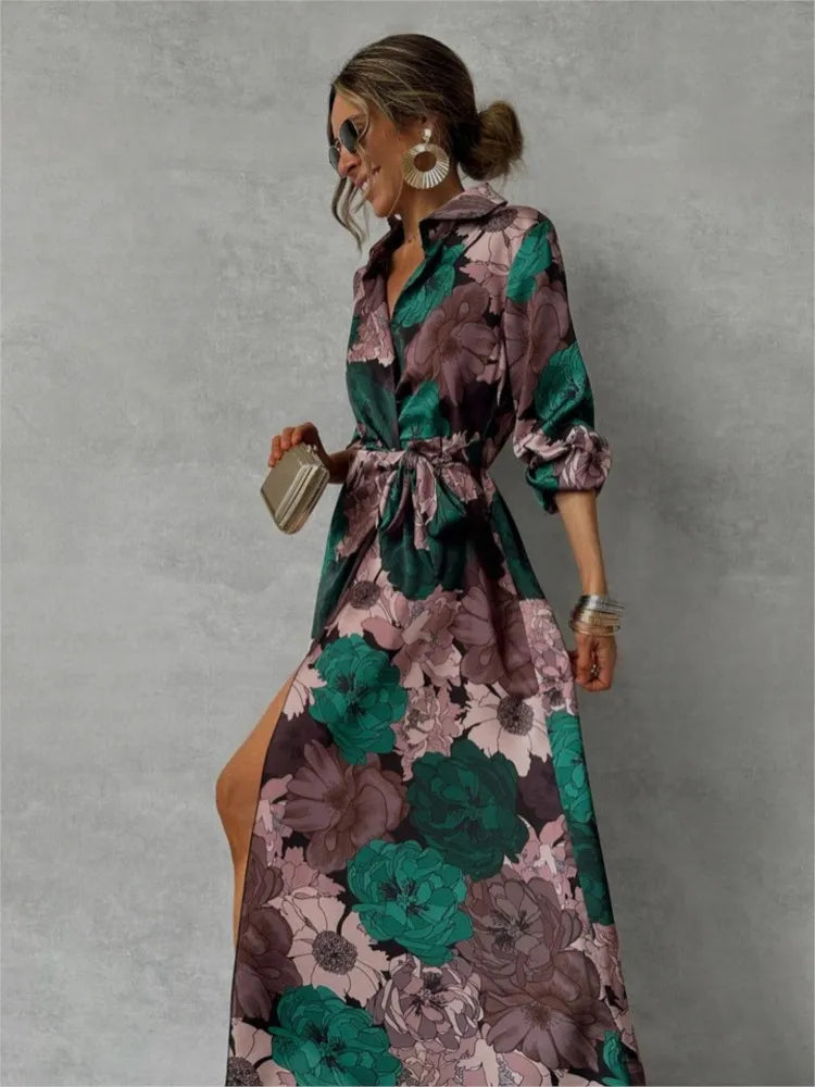 Women's Maxi Dress Floral Print Lightweight Woven Fabric