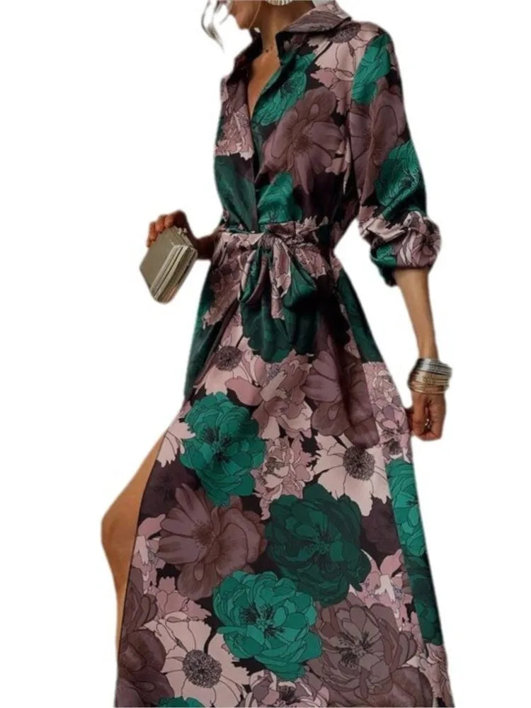 Women's Maxi Dress Floral Print Lightweight Woven Fabric