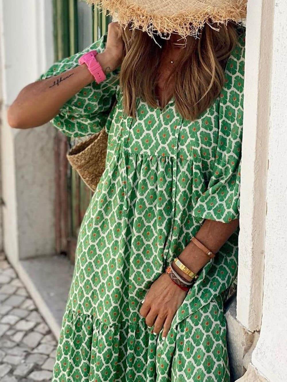 Women’s Maxi Dress – V-Neck – Tiered Skirt – Loose Fit – Lightweight Casual Style 2