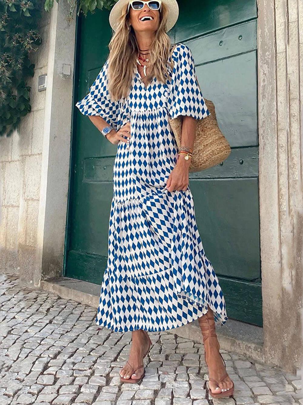 Women’s Maxi Dress – V-Neck – Tiered Skirt – Loose Fit – Lightweight Casual Style 3