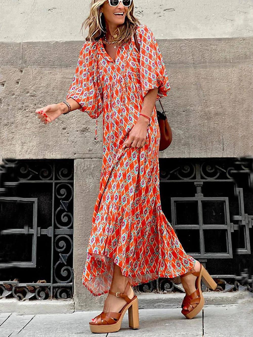 Women’s Maxi Dress – V-Neck – Tiered Skirt – Loose Fit – Lightweight Casual Style 5