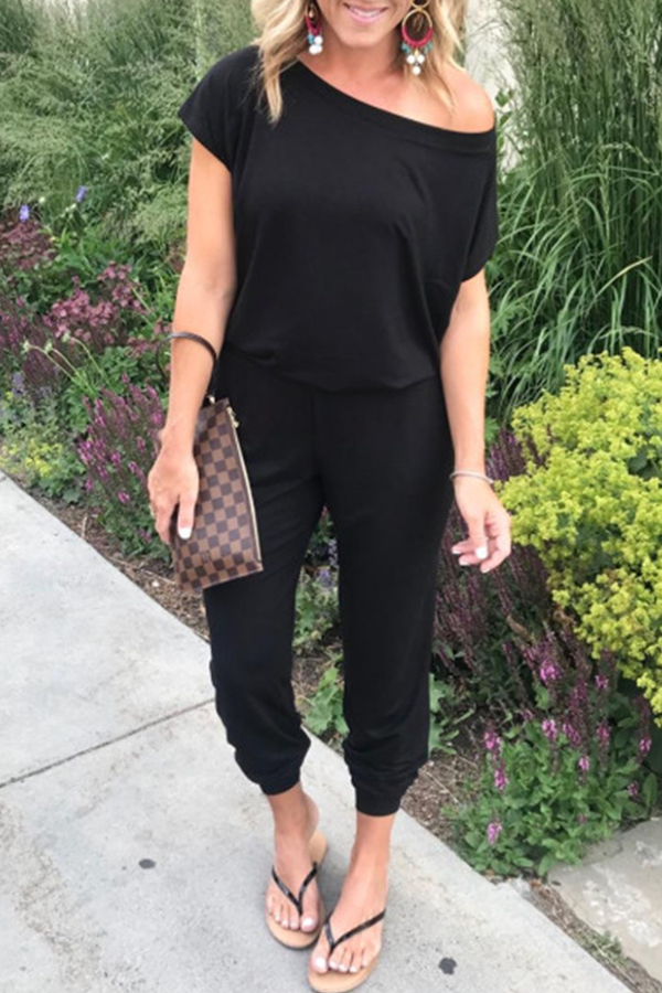 Women's casual loose off-shoulder jumpsuit 0