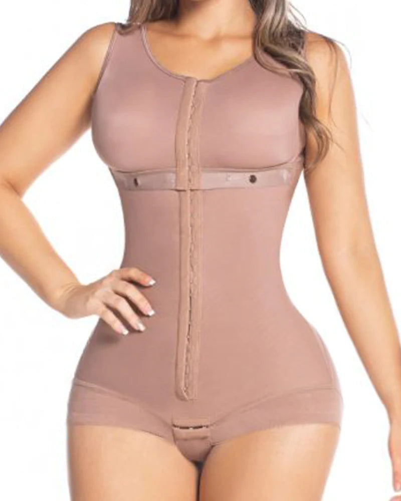 High Compression Full Body Shapewear Bodysuit with Hook and Eye Closure for Tummy Control and Bust Support-6