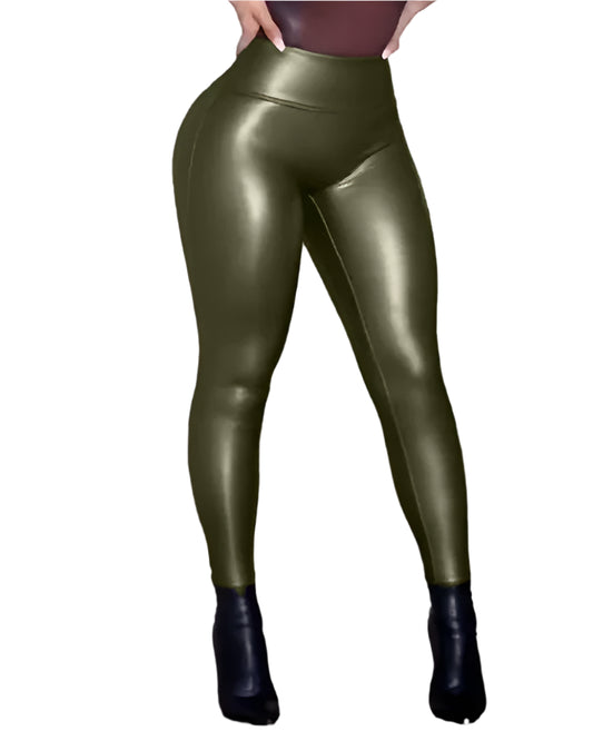 Tight Women's Leather Pants –  Solid Color Design to Highlight Curves and Elevate Style