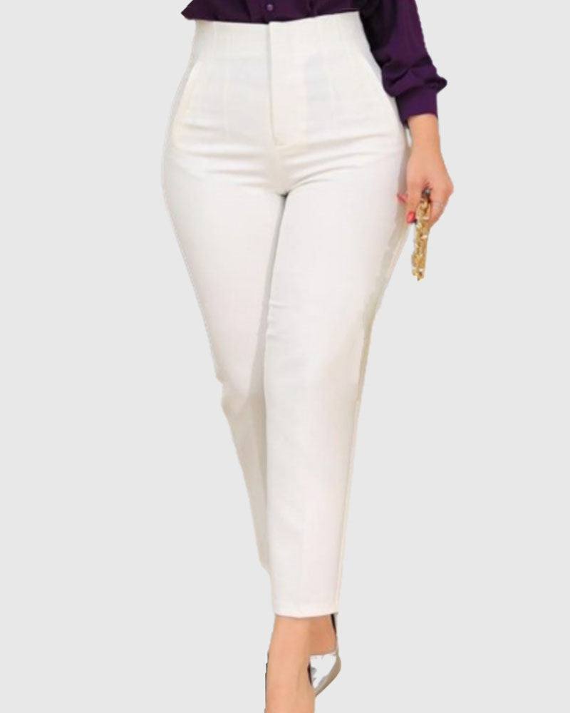 Variant image for High Waist Women's Tailored 9-Point Pants with Pleats and Side Pockets – Chic & Stylish Fit-26