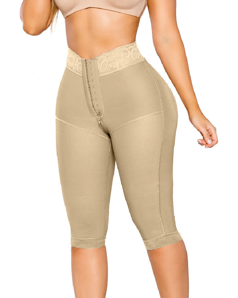 High Waisted Shaping Knee Long Pants with Tummy Control and Zipper Crotch Design - Cotton Blend, Adjustable Fit, Seamless Comfort-5