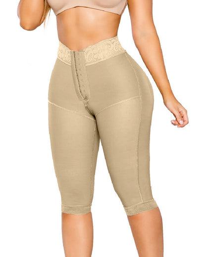 High Waisted Shaping Knee Long Pants with Tummy Control and Zipper Crotch Design - Cotton Blend, Adjustable Fit, Seamless Comfort-5