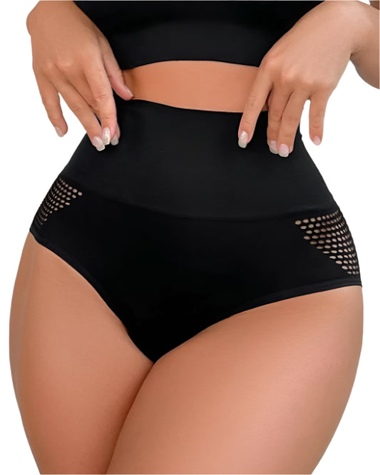 High Waisted Seamless Tummy Control Underwear with Hollow Out Design – Women's Shapewear Briefs for Comfort and Style-1